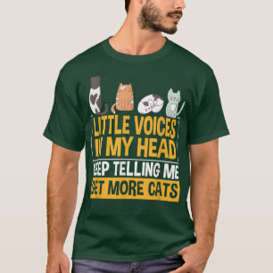 Funny Meow Cat Little Voices In My Head Black Cat T-Shirt