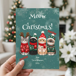 Funny Meow Christmas Cat Party Invitation