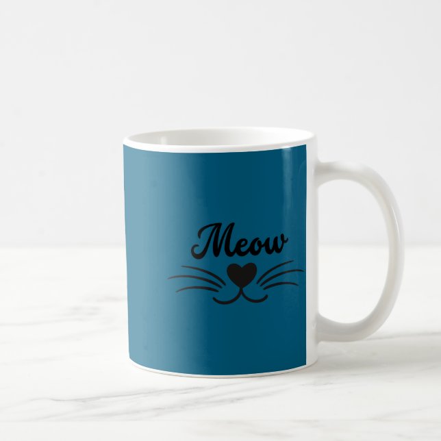 Funny Meow Kitty Cat Mustache And Whisker  Coffee Mug (Right)