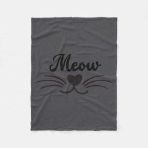 Funny Meow Kitty Cat Mustache And Whisker  Fleece Blanket