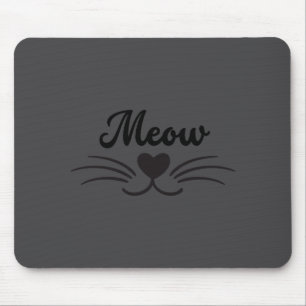 Funny Meow Kitty Cat Mustache And Whisker  Mouse Pad
