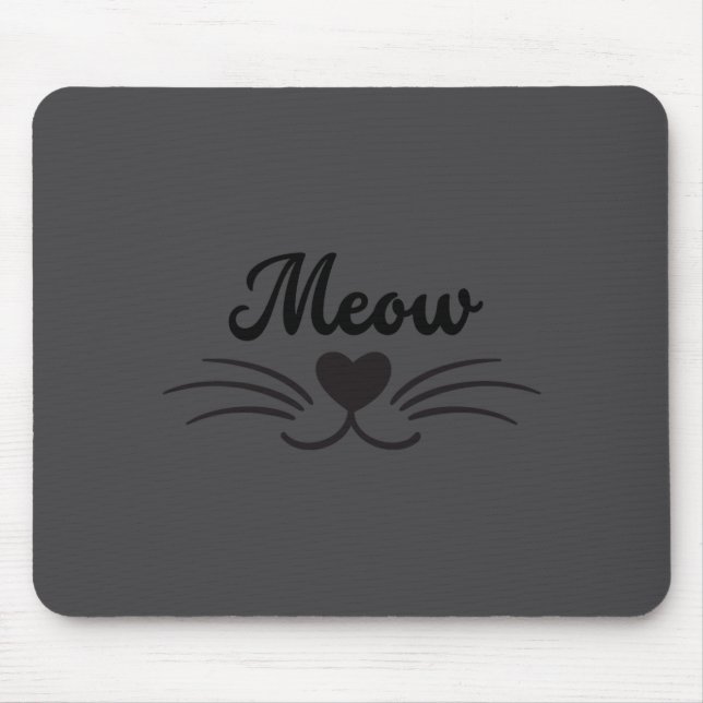 Funny Meow Kitty Cat Mustache And Whisker  Mouse Pad (Front)
