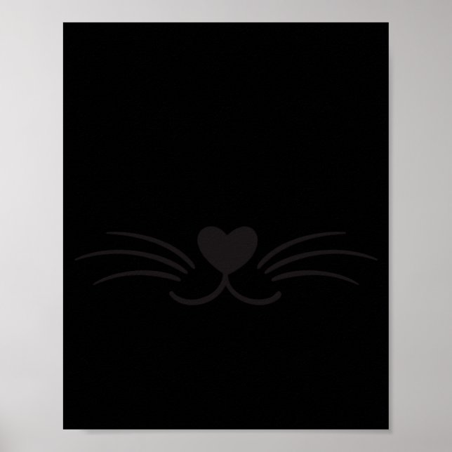 Funny Meow Kitty Cat Mustache And Whisker  Poster (Front)
