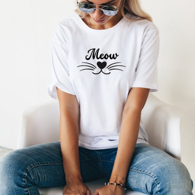 Funny Meow Kitty Cat Mustache And Whisker T-Shirt (Creator Uploaded)