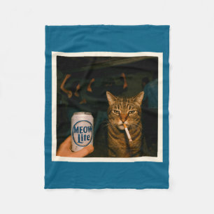 Funny Meow Lite Party Cat Stupid Fleece Blanket