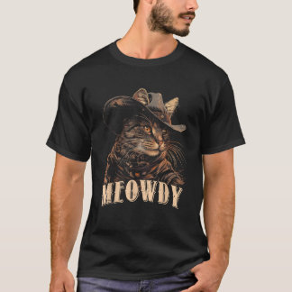 Funny Meowdy Cat Cute Animal Adorable Cowboy Cats T-Shirt