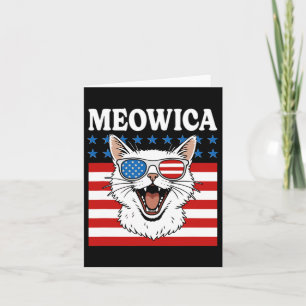 Funny Meowica Cat July 4th Independence Day Card