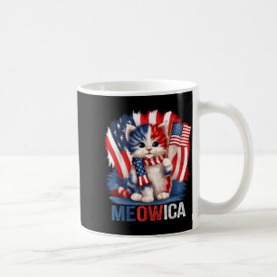 Funny Meowica Cat Memorial Day American Flag 4th Coffee Mug