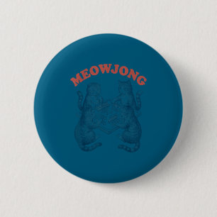Funny meowjong cat playing mahjong retro 6 cm round badge