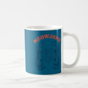 Funny meowjong cat playing mahjong retro coffee mug