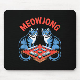 Funny meowjong cats playing mahjong tiles humorous mouse pad