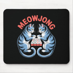 Funny Meowjong Cats Playing Mahjong Tiles Humourou Mouse Pad