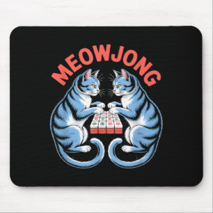 Funny meowjong cats playing mahjong tiles humourou mouse pad