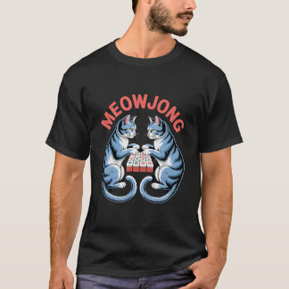 Funny Meowjong Cats Playing Mahjong Tiles T-Shirt