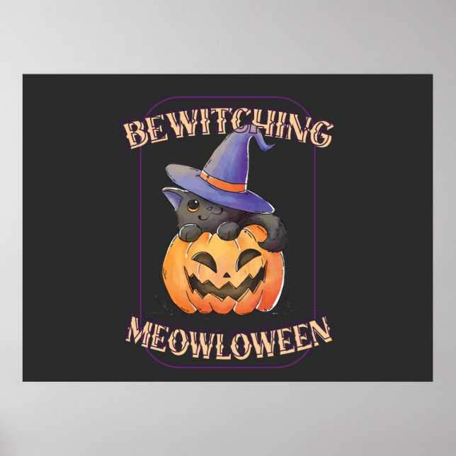 Funny Meowloween  Poster (Front)