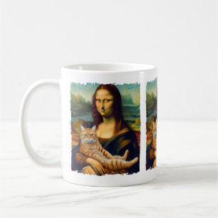 Funny Meowna Lisa Portrait Cat Lovers & Pet Owners Coffee Mug