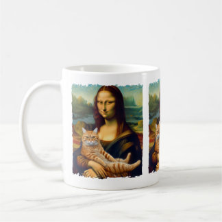 Funny Meowna Lisa Portrait Cat Lovers & Pet Owners Coffee Mug