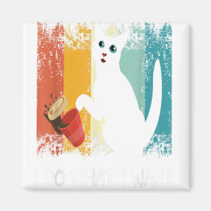 Funny Meowy cat lover Retro cat i do what i want c Magnet