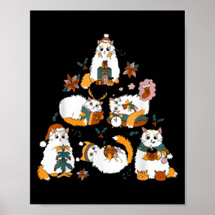 Funny Meowy Catmas Cat Christmas Tree Xmas Girls B Poster