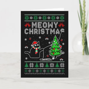Funny Meowy Christmas Cats Lovers Ugly Xmas Holida Card