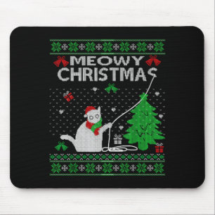 Funny Meowy Christmas Cats Xmas Cute Cat Lover Ugl Mouse Pad