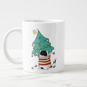 Funny Meowy Christmas Grumpy Tuxedo Cat Xmas Tree  Large Coffee Mug