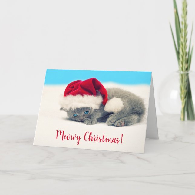 Funny Meowy Christmas Kitten Card (Front)