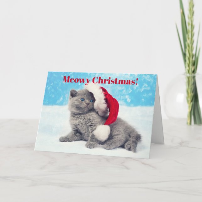 Funny Meowy Christmas Kitten Card 2 (Front)