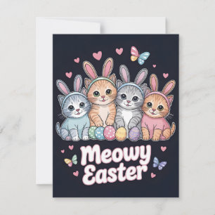 Funny Meowy Easter Cats Cute Kitty Egg Card