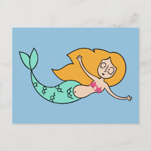 Funny Mermaid custom colour postcard