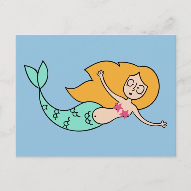 Funny Mermaid custom colour postcard (Front)