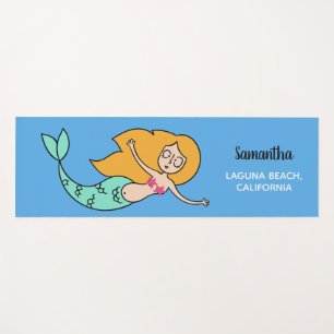 Funny Mermaid custom name, location & colour mat