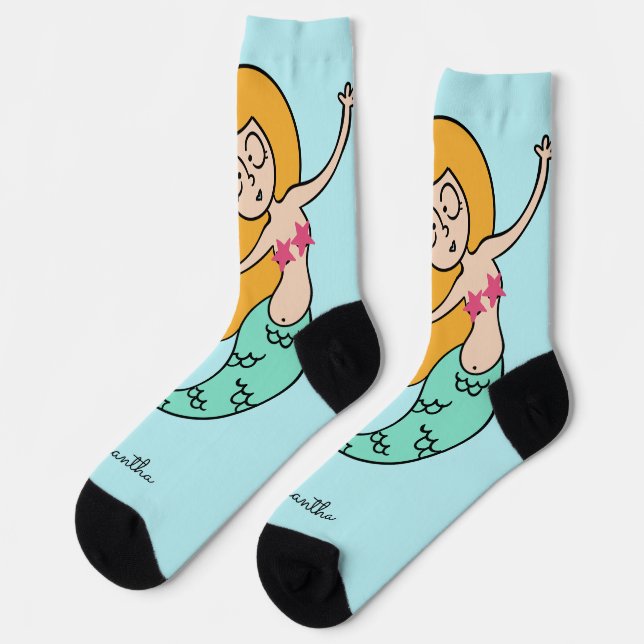 Funny Mermaid custom name Socks (Left)