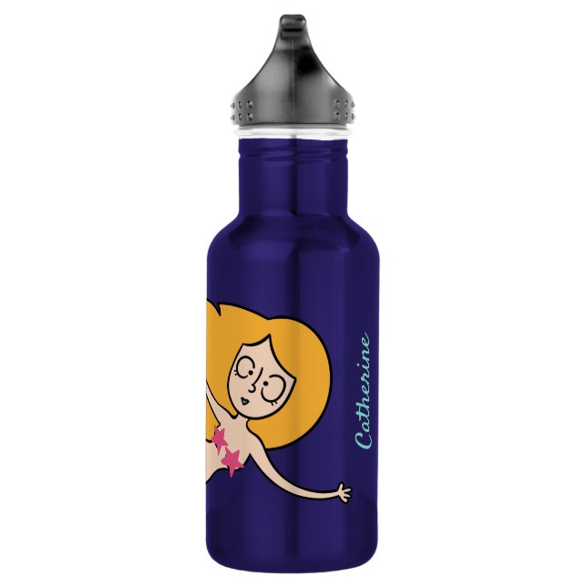 Funny Mermaid custom name water bottles (Right)