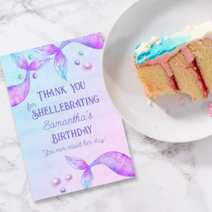Funny Mermaid Pun Mer-Maid her Day Shellebrating Thank You Card