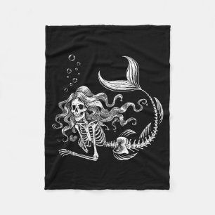 Funny Mermaid Skeleton Halloween Costume Women Gir Fleece Blanket