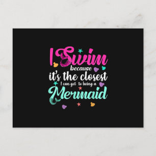 Funny Mermaid Swimming Quote Women And Girl Gift Announcement Postcard