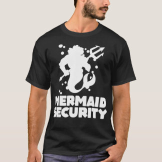Funny Merman Mermaid Security Swimming Beach T-Shirt