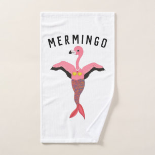 Funny Mermingo: Flamingo-Mermaid Hand Towel
