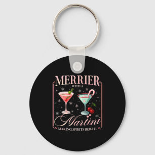 Funny Merrier With A Martini Bachelorette Merry Ch Key Ring