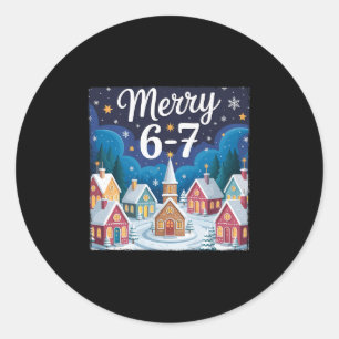 Funny Merry 6 7 Six Seven Meme Christmas Women Men Classic Round Sticker