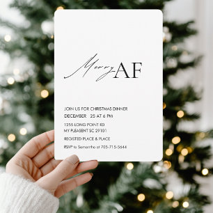 Funny Merry AF Christmas Dinner Party  Invitation