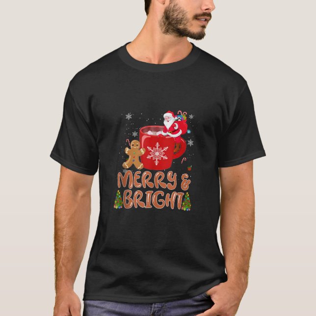 Funny Merry Bright Christmas PJs Gingerbread Man S T-Shirt (Front)