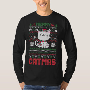 Funny Merry Catmas Ugly Christmas Sweater Cat Sant