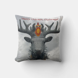 Funny Merry Chicken Christmas Pillow! Cushion