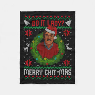 Funny Merry Chit-mas Ugly Christmas Sweater Fleece Blanket