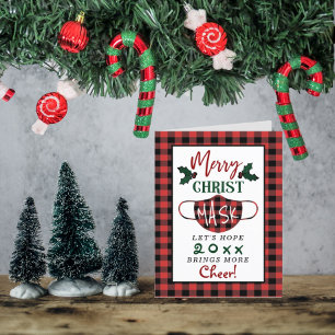 Funny "Merry Christ Mask" Modern Holiday Card