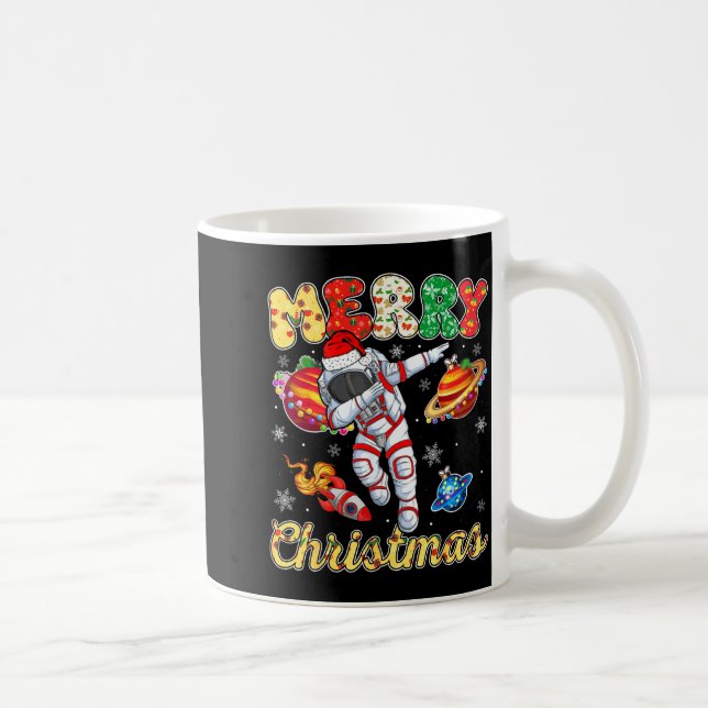 Funny Merry Christmas Astronaut Dabbing Space Snow Coffee Mug (Right)