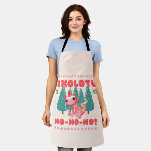Funny Merry Christmas Axolotl Ho-Ho-Ho! Apron
