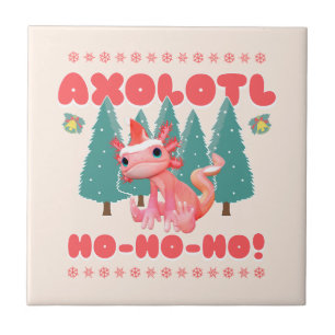 Funny Merry Christmas Axolotl Ho-Ho-Ho! Ceramic Tile